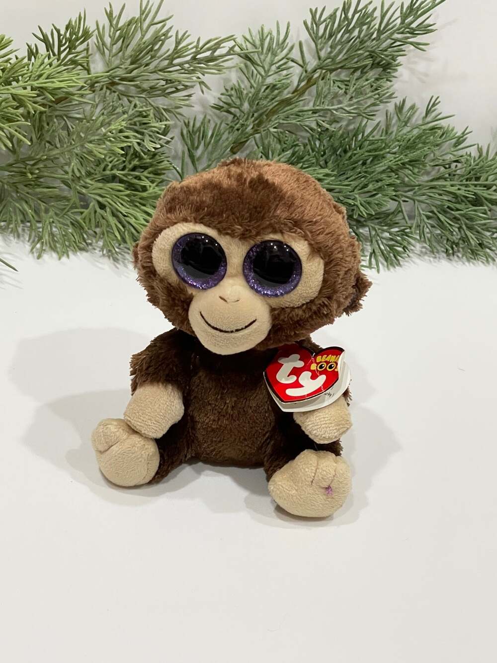 Ty Beanie Coconut Monkey Brown Glitter Eyes 6"